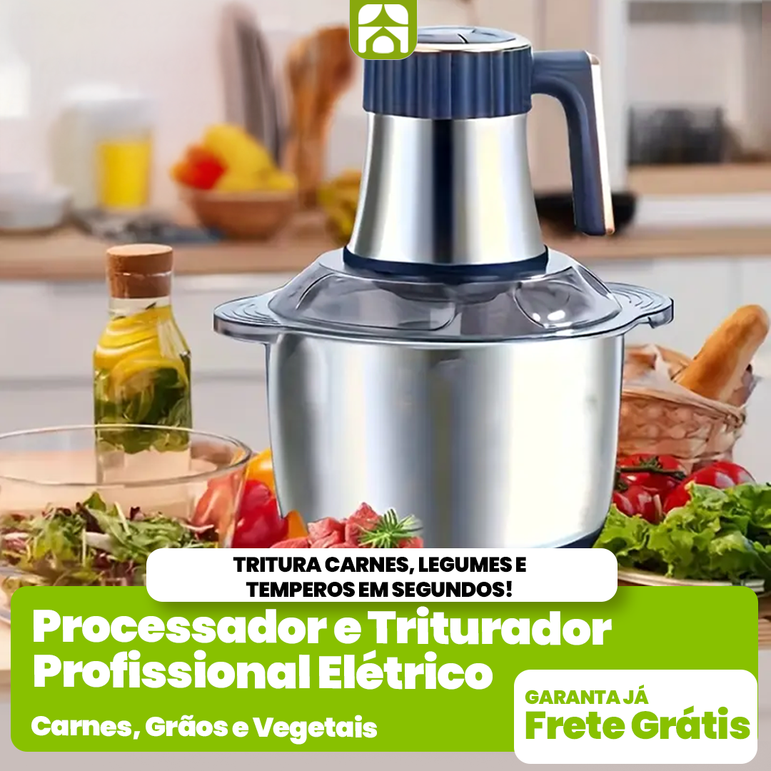 Processador e Triturador Profissional Elétrico - Carnes, Grãos e Vegetais