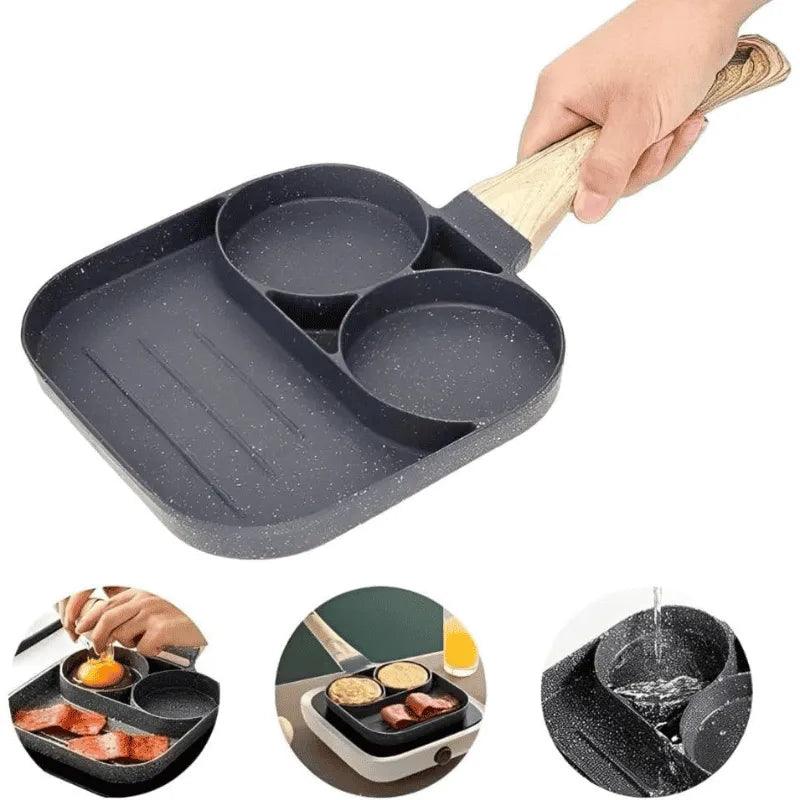 Frigideira 3 em 1 Antiaderente — Alta Resistência, Não Risca, Cozinha Sem Óleo e Fácil de Limpar Zeliv