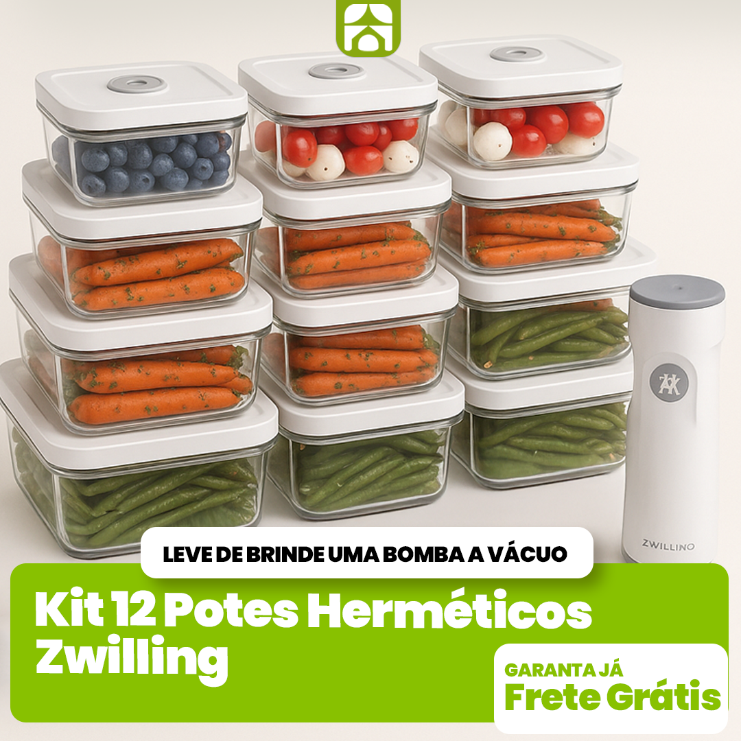 Kit 12 Potes Herméticos Zwilling + Bomba a Vácuo de Brinde