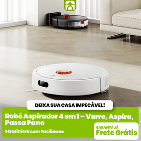 Robô Aspirador 4 em 1 – Varre, Aspira, Passa Pano e Desinfeta com Facilidade