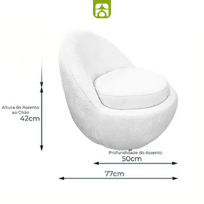 Poltrona Orgânica Ayra 1 Lugar Giratória com Compartimento Interno