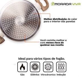 Kit Cozinha dos Sonhos: 9 Panelas Ceramica + 13 Utensílios de Brinde