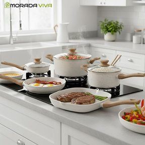 Kit Cozinha dos Sonhos: 9 Panelas Ceramica + 13 Utensílios de Brinde