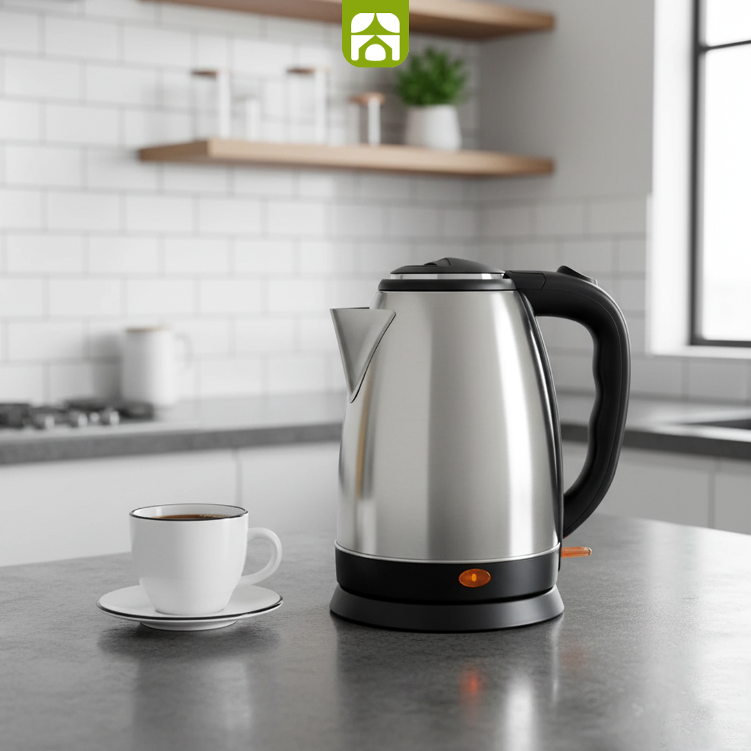 Combo Chaleira Elétrica Café & Chá - Turbo Inox + 4 Xícaras Vidro Duplo de Brinde