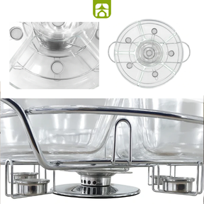 Rechaud Giratório Com 6 Compartimentos Aço Inox e Vidro 52cm