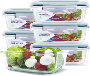 Kit 15 Potes Herméticos de Vidro + 30 Talheres de aço inoxidável de BRINDE