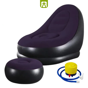Conjunto Poltrona Inflável com Puff + Bomba de Ar Elétrica de Brinde