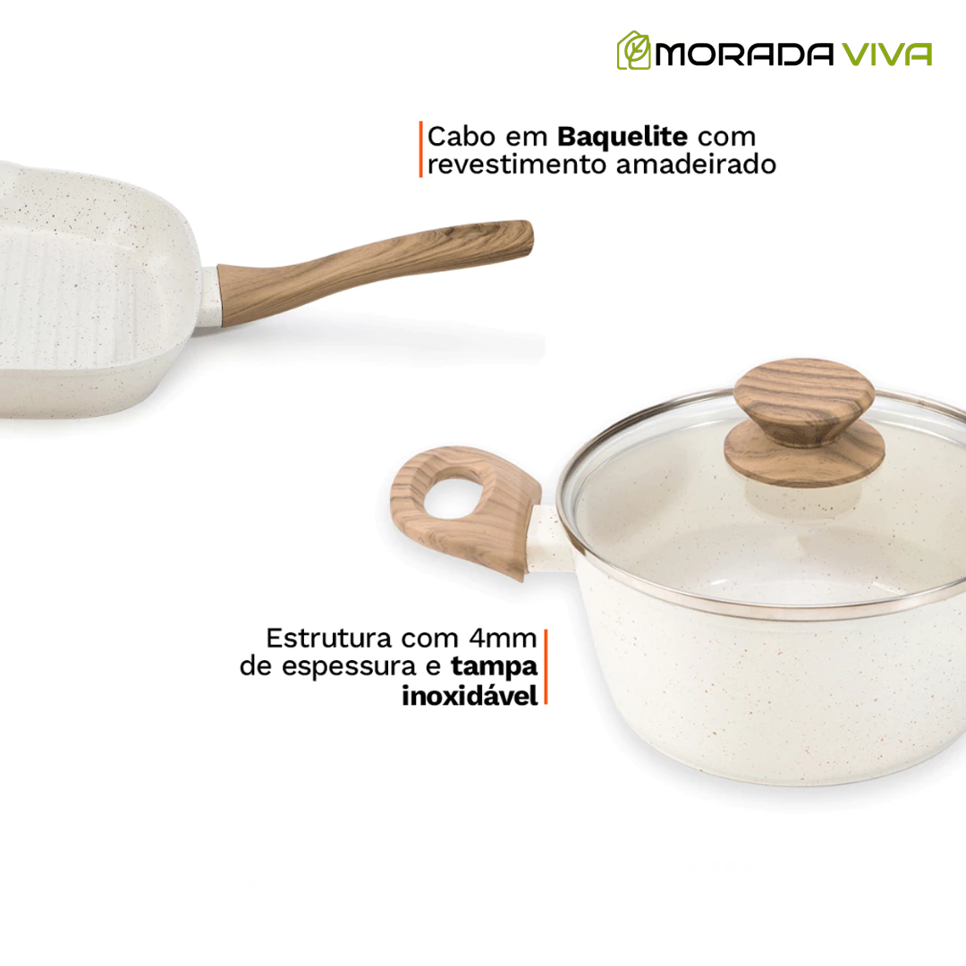 Kit Cozinha dos Sonhos: 9 Panelas Ceramica + 13 Utensílios de Brinde