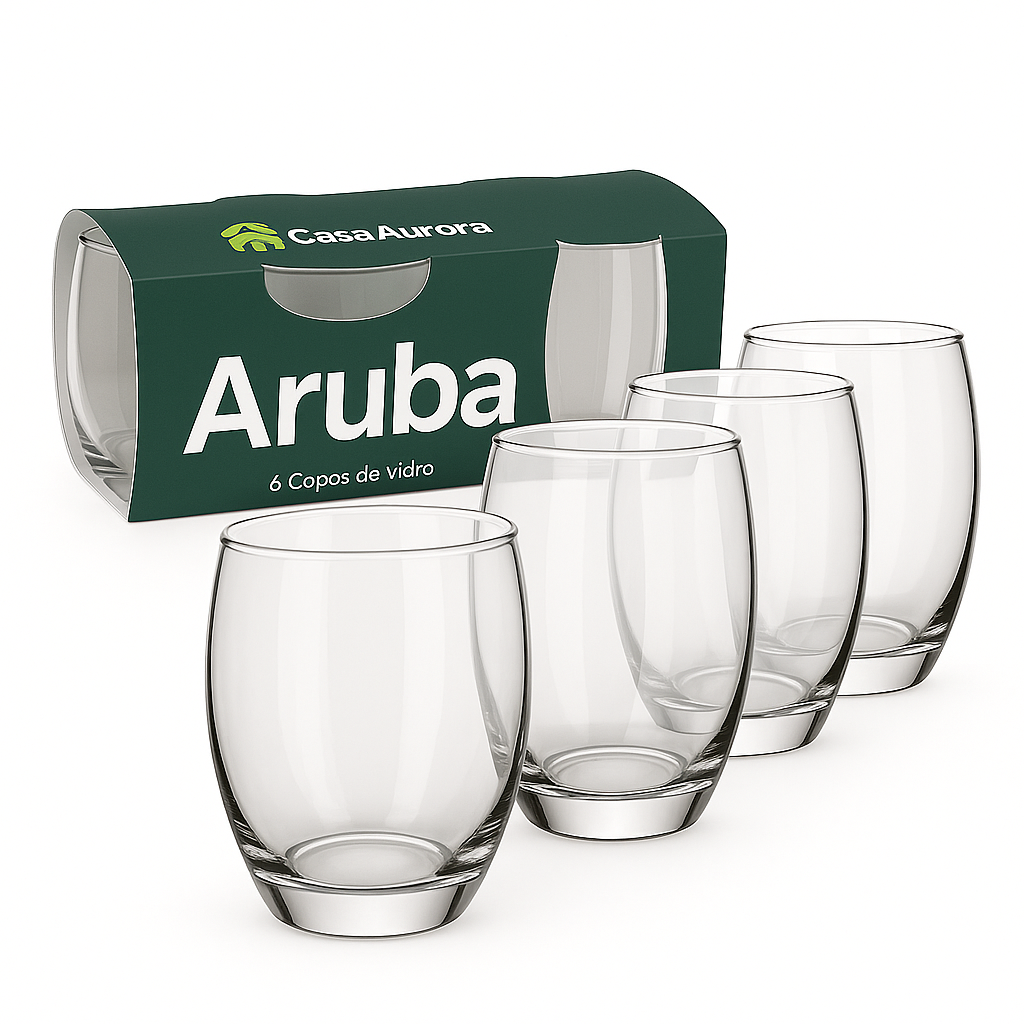 Kit 15 Potes Herméticos de Vidro + 10 Copos de Vidro Aruba de Brinde