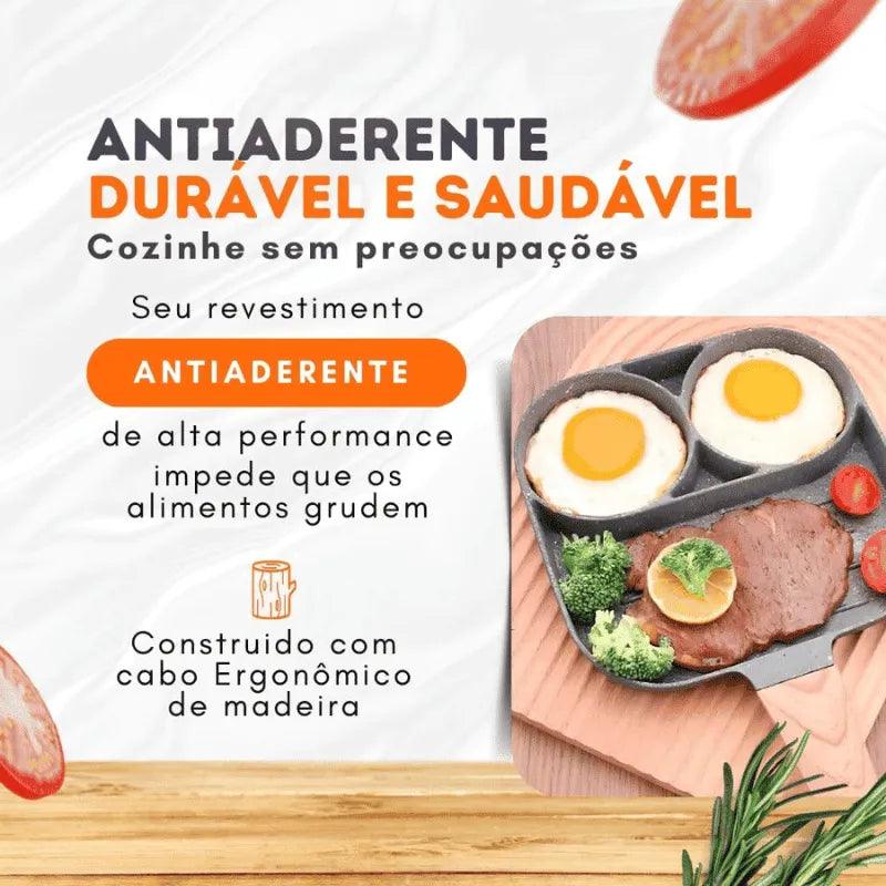 Frigideira 3 em 1 Antiaderente — Alta Resistência, Não Risca, Cozinha Sem Óleo e Fácil de Limpar Zeliv