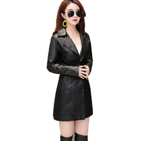 Jaqueta Feminina Longa com Estilo Slim e Design Punk – (Promoção de Inverno 2025)