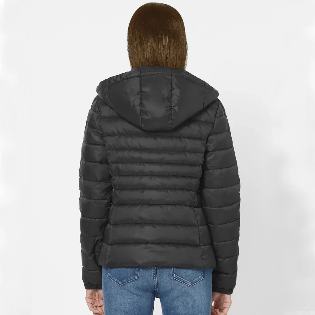 Jaqueta Feminina Puffer Impermeável com Capuz Removível