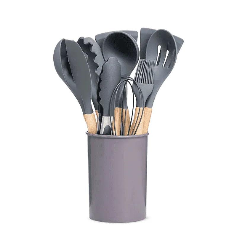 Kit Completo 12 Utensílios de Cozinha — Silicone Premium, Não Risca Panelas e Resiste a Altas Temperaturas