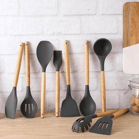 Kit Completo 12 Utensílios de Cozinha — Silicone Premium, Não Risca Panelas e Resiste a Altas Temperaturas