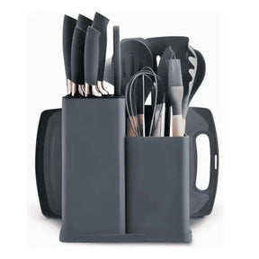 Kit 19 Peças Utensílios de Cozinha com Tábua — Silicone Premium, Não Risca e Resiste a Altas Temperaturas