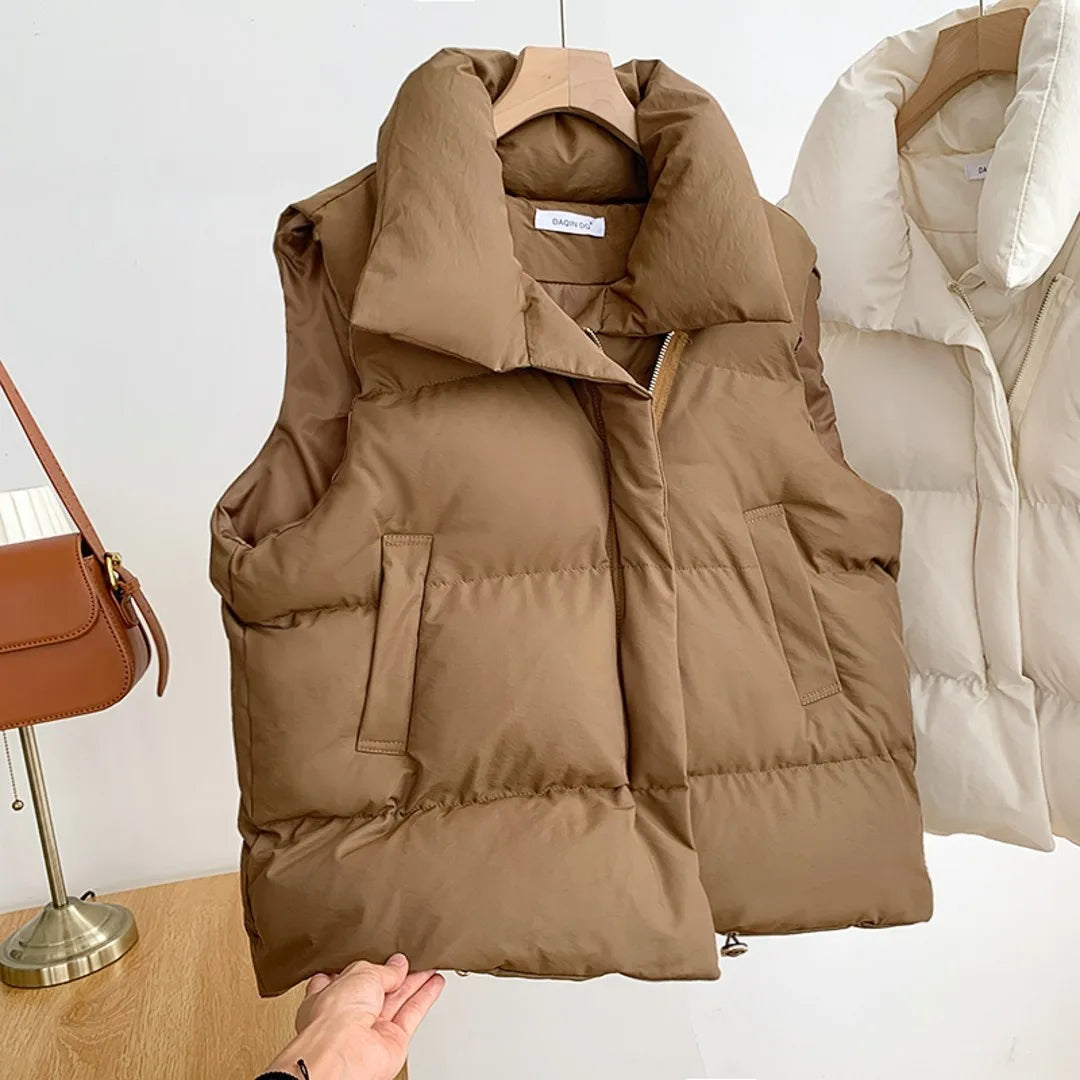 Colete Feminino Elegante com Gola Alta Acolchoado - (Promoção de Inverno 2025)