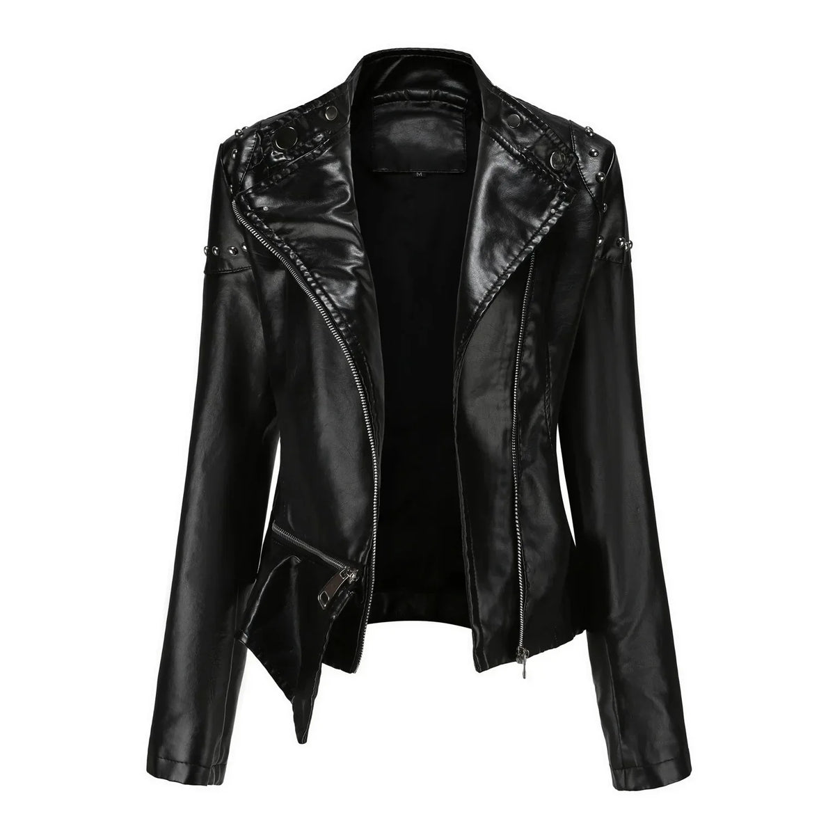 Jaqueta Feminina Estilo Motociclista com Gola Alta - (Promoção de Inverno 2025)