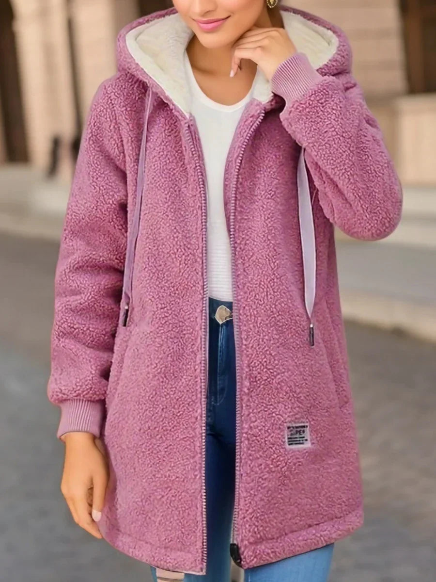 Casaco Blusão Feminino de Lã Acolchoado com Capuz - (Promoção de Inverno 2025)