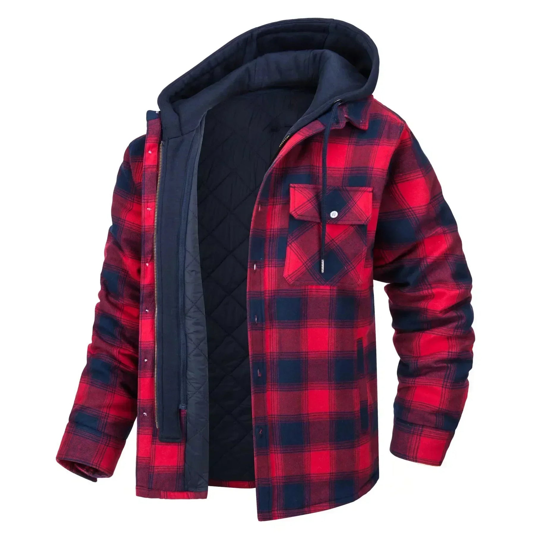 Casaco Masculino Quadriculado Para Inverno com Capuz Forro de Algodão - (Promoção de Inverno 2025)