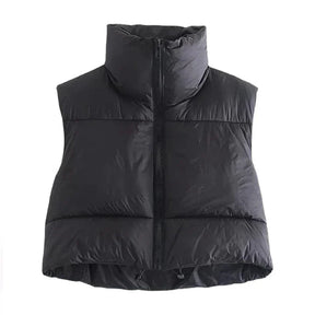 Colete Feminino Acolchoado sem Mangas Gola Alta em Algodão - (Promoção de Inverno 2025)