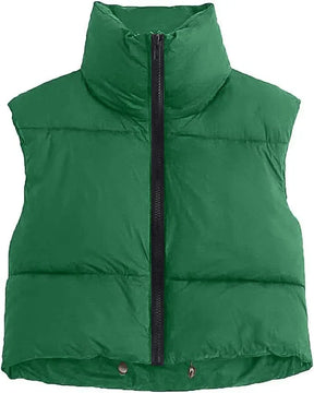 Colete Feminino Acolchoado sem Mangas Gola Alta em Algodão - (Promoção de Inverno 2025)