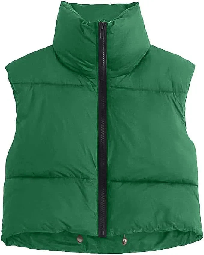 Colete Feminino Acolchoado sem Mangas Gola Alta em Algodão - (Promoção de Inverno 2025)