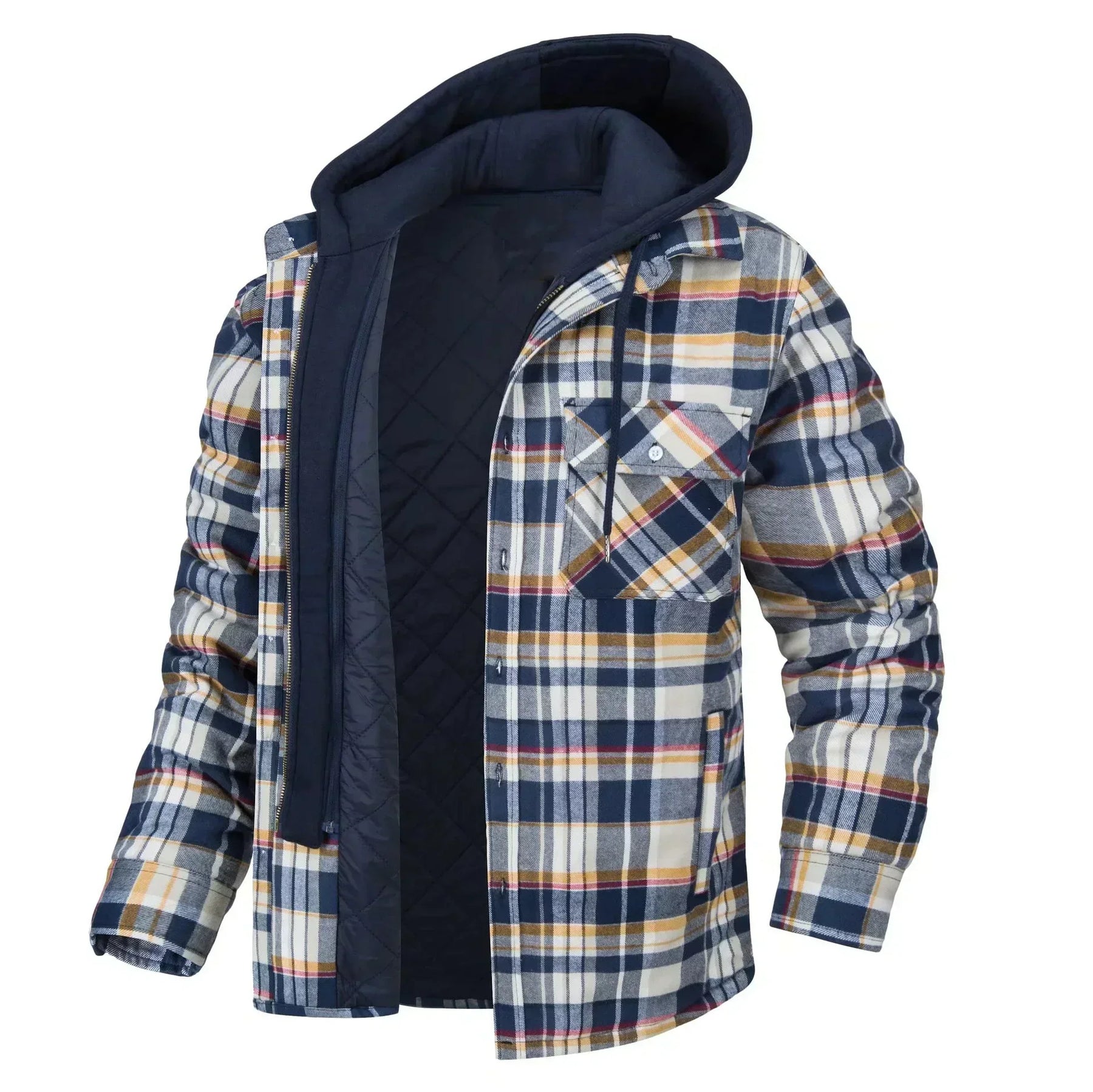 Casaco Masculino Quadriculado Para Inverno com Capuz Forro de Algodão - (Promoção de Inverno 2025)
