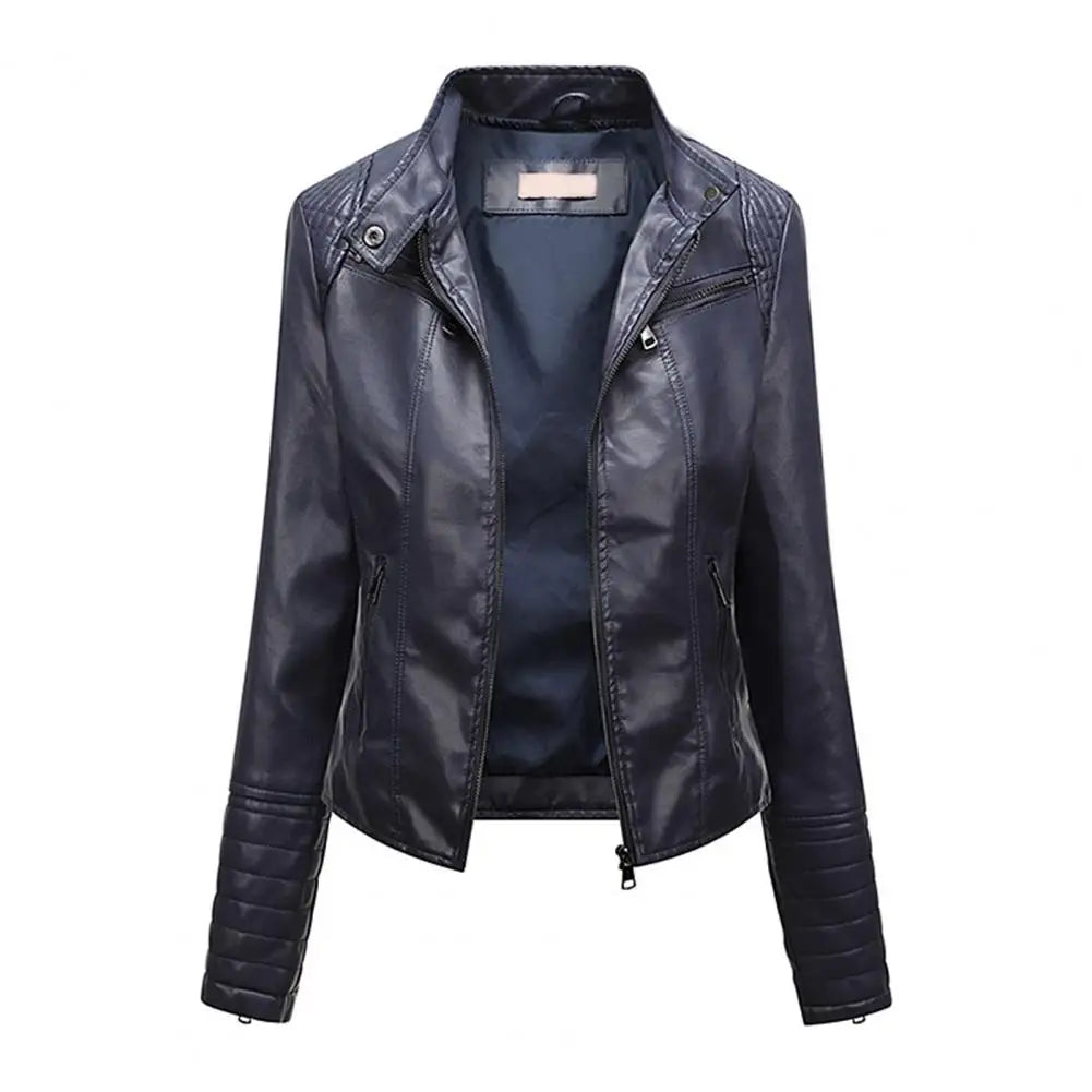 Jaqueta Feminina Slim com Gola Alta Estilo Biker - (Promoção de Inverno 2025)