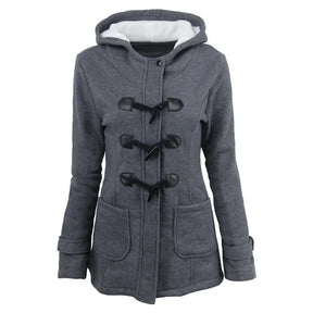 Casaco Feminino Básico com Capuz e Zíper - Sobretudo Casual para Outono/Inverno - (Promoção de Inverno 2025)
