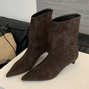 Bota Feminina de Bico Fino Salto Baixo Vintage - (Promoção de Inverno 2025)