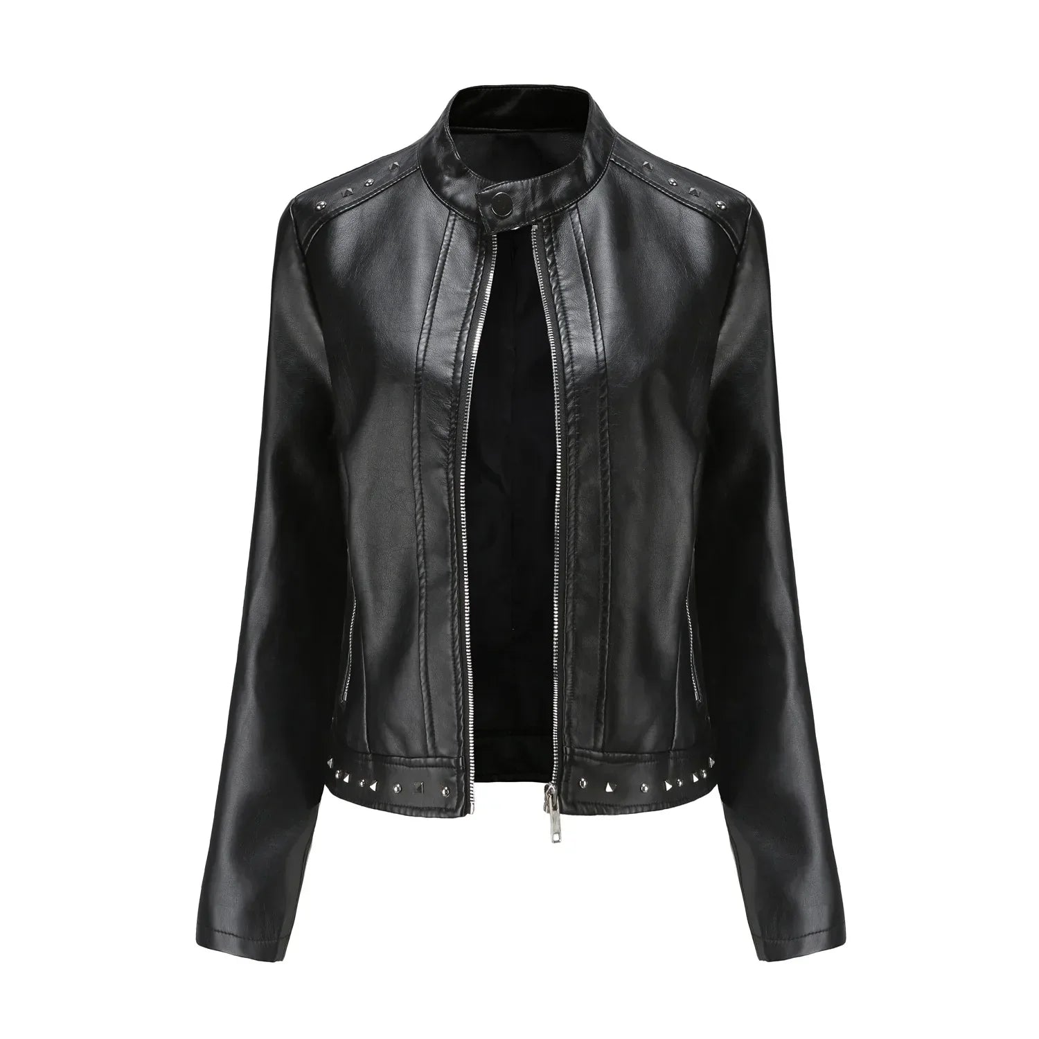 Jaqueta Feminina Estilo Punk Rock com Gola Alta - (Promoção de Inverno 2025)