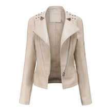 Jaqueta Feminina Slim Estilo Biker com Gola Dobrável e Detalhes Retrô - (Promoção de Inverno 2025)