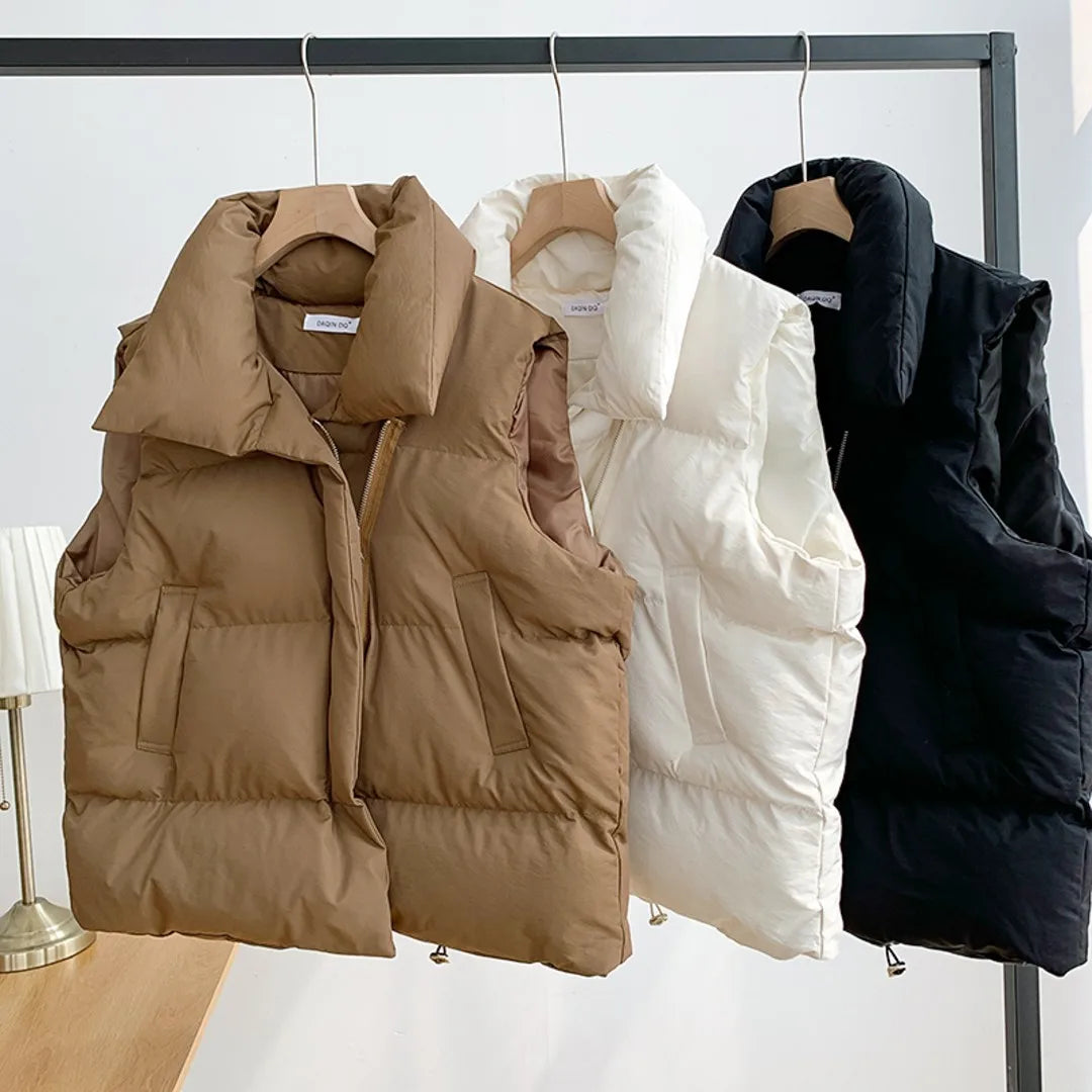 Colete Feminino Elegante com Gola Alta Acolchoado - (Promoção de Inverno 2025)
