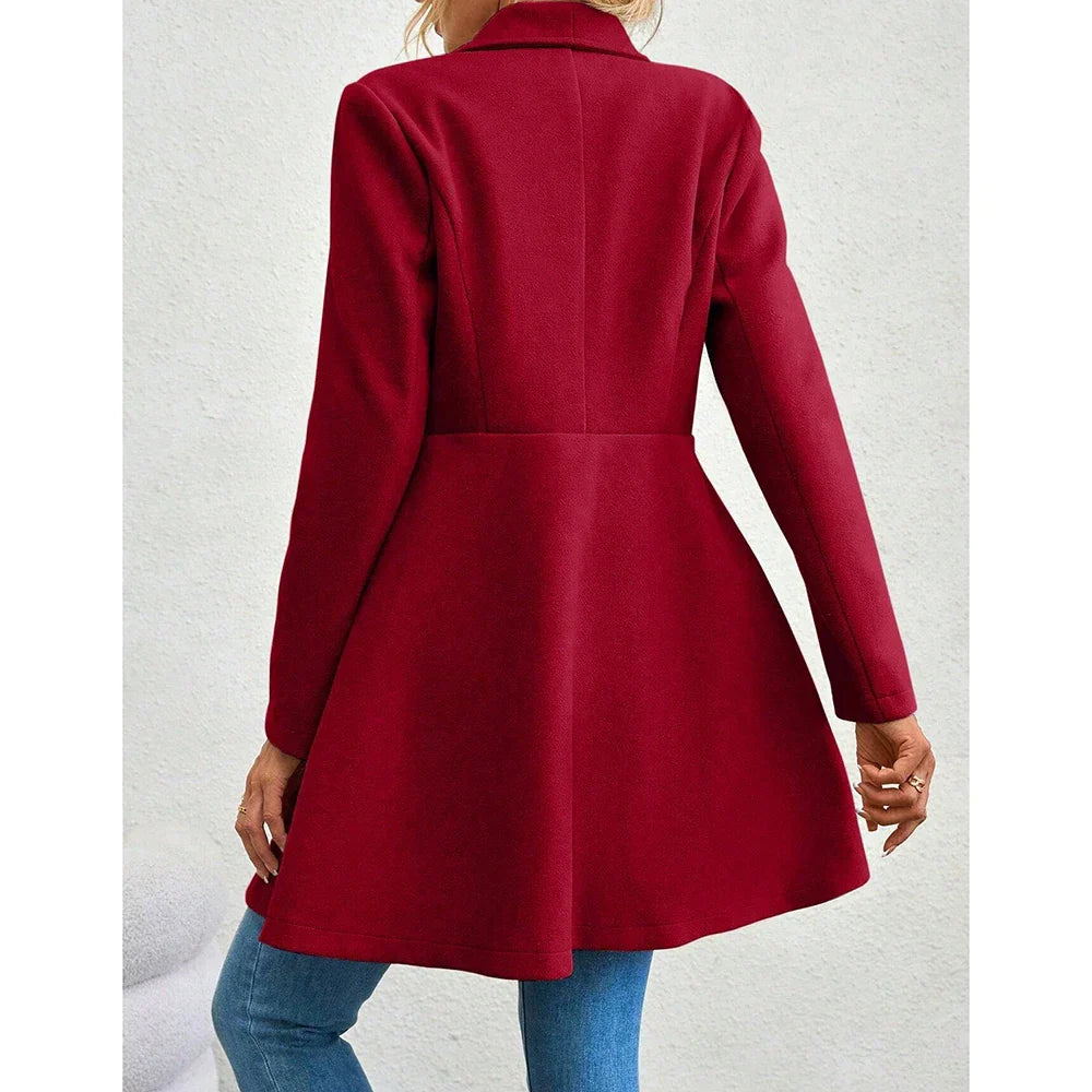 Casaco Feminino de Inverno com Gols Lapel e Botões - (Promoção de Inverno 2025)