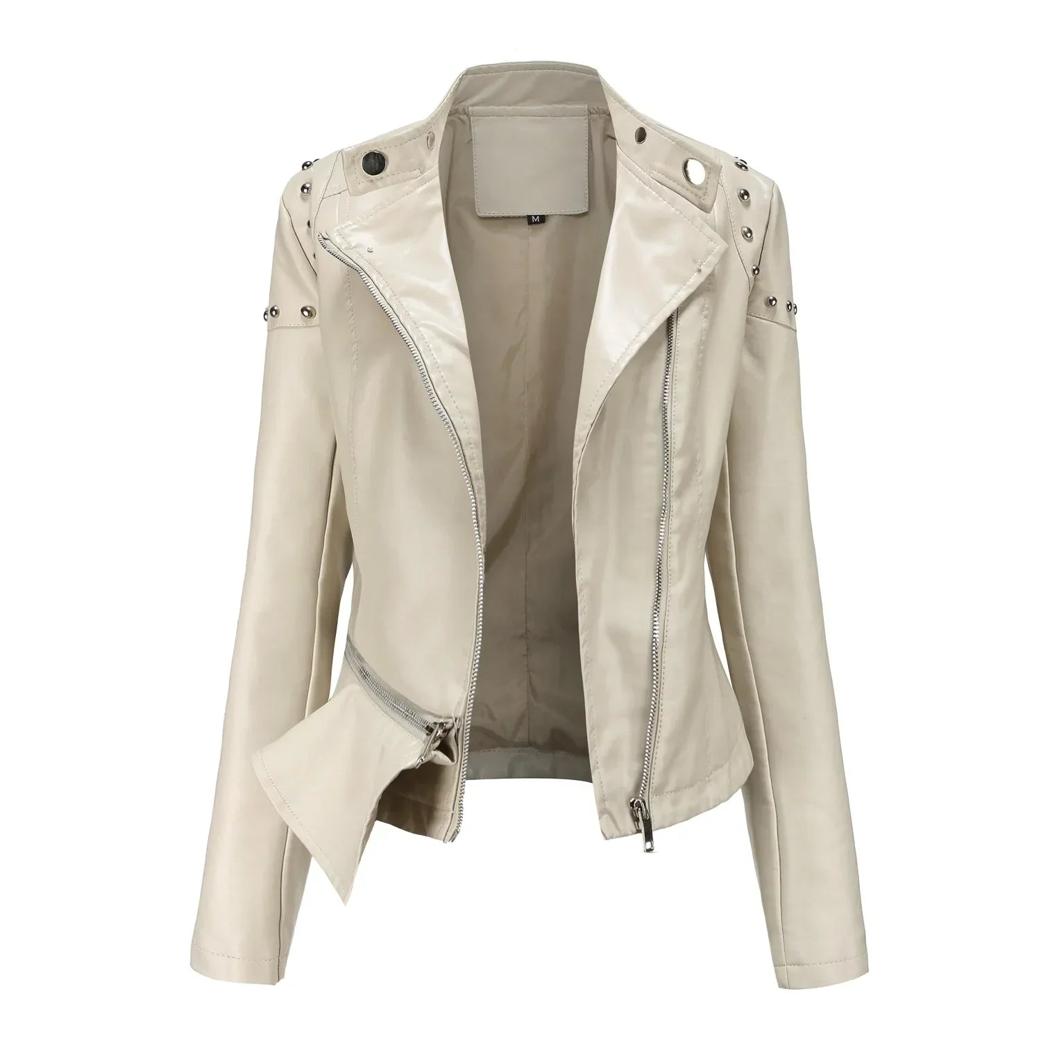 Jaqueta Feminina Estilo Motociclista com Gola Alta - (Promoção de Inverno 2025)