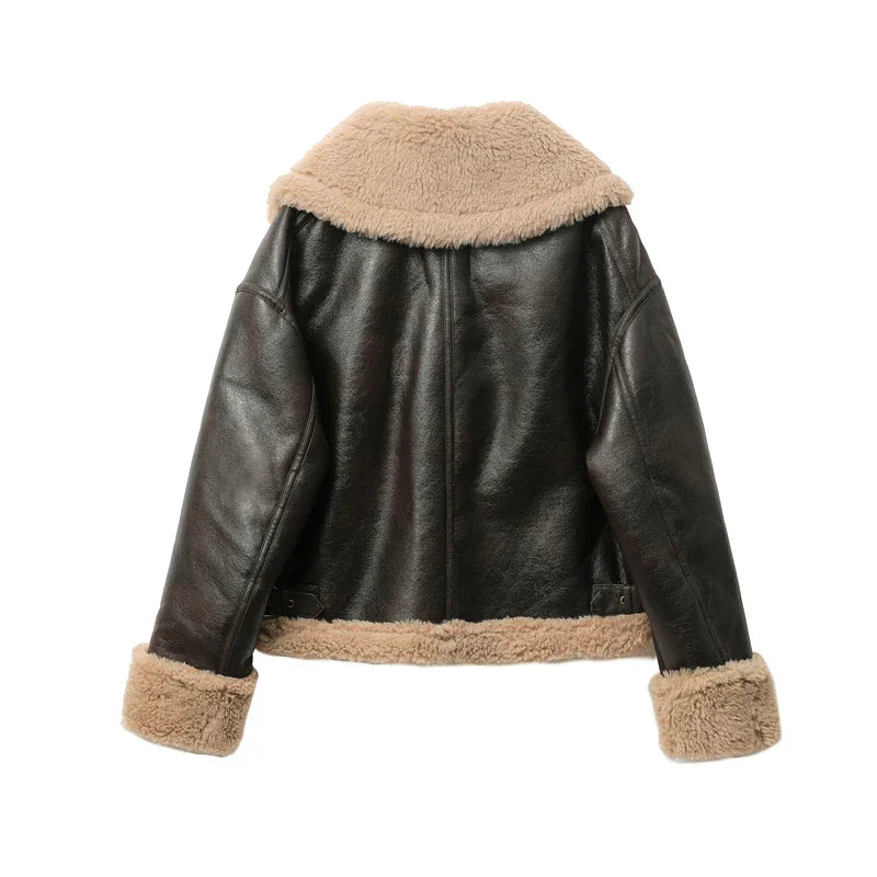 Jaqueta Feminina Curta com Forro Quente Design Dupla Face – (Promoção de Inverno 2025)