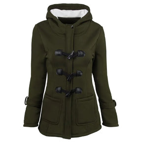 Casaco Feminino Básico com Capuz e Zíper - Sobretudo Casual para Outono/Inverno - (Promoção de Inverno 2025)