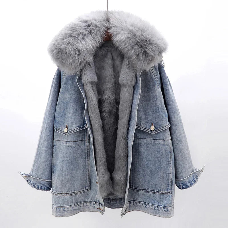 Jaqueta Jeans Feminina com Forro Para Inverno – (Promoção de Inverno 2025)