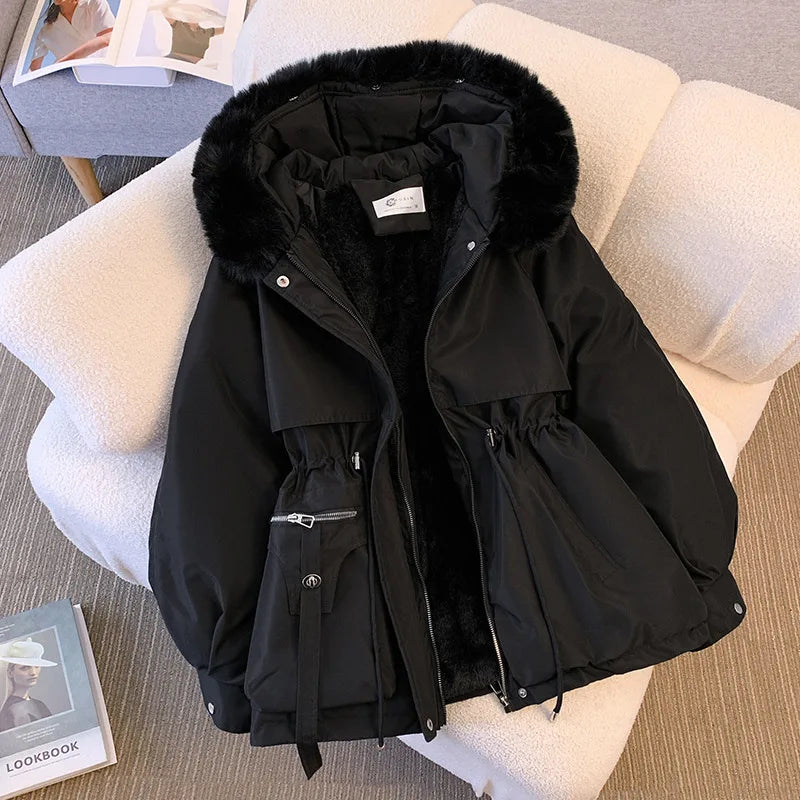Casaco Feminino com Capuz Forrado a Polar Parka Acolchoada - (Promoção de Inverno 2025)