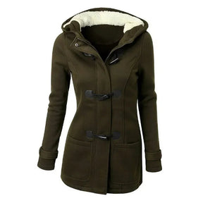 Casaco Feminino Básico com Capuz e Zíper - Sobretudo Casual para Outono/Inverno - (Promoção de Inverno 2025)