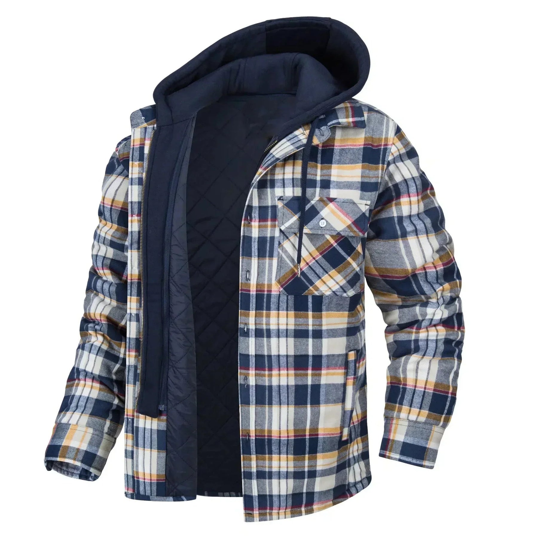 Casaco Masculino Quadriculado Para Inverno com Capuz Forro de Algodão - (Promoção de Inverno 2025)