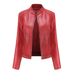 Jaqueta Feminina Estilo Punk Rock com Gola Alta - (Promoção de Inverno 2025)