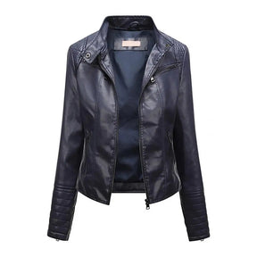 Jaqueta Feminina Slim com Gola Alta Estilo Biker - (Promoção de Inverno 2025)