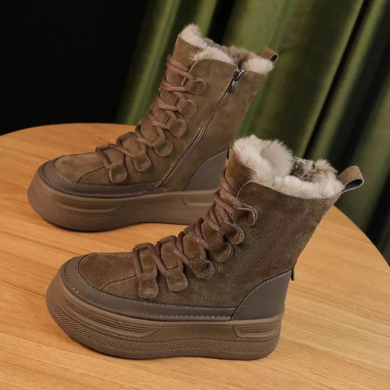 Bota Feminina Para Inverno Cano Médio Impermeável Antiderrapante Forrada com Veludo – (Promoção de Inverno 2025)