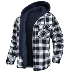 Casaco Masculino Quadriculado Para Inverno com Capuz Forro de Algodão - (Promoção de Inverno 2025)