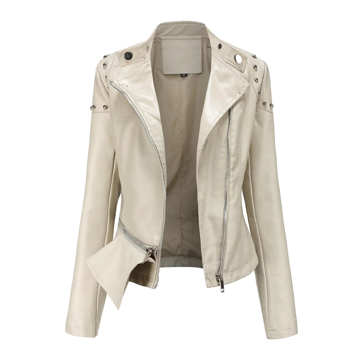 Jaqueta Feminina Estilo Motociclista com Gola Alta - (Promoção de Inverno 2025)