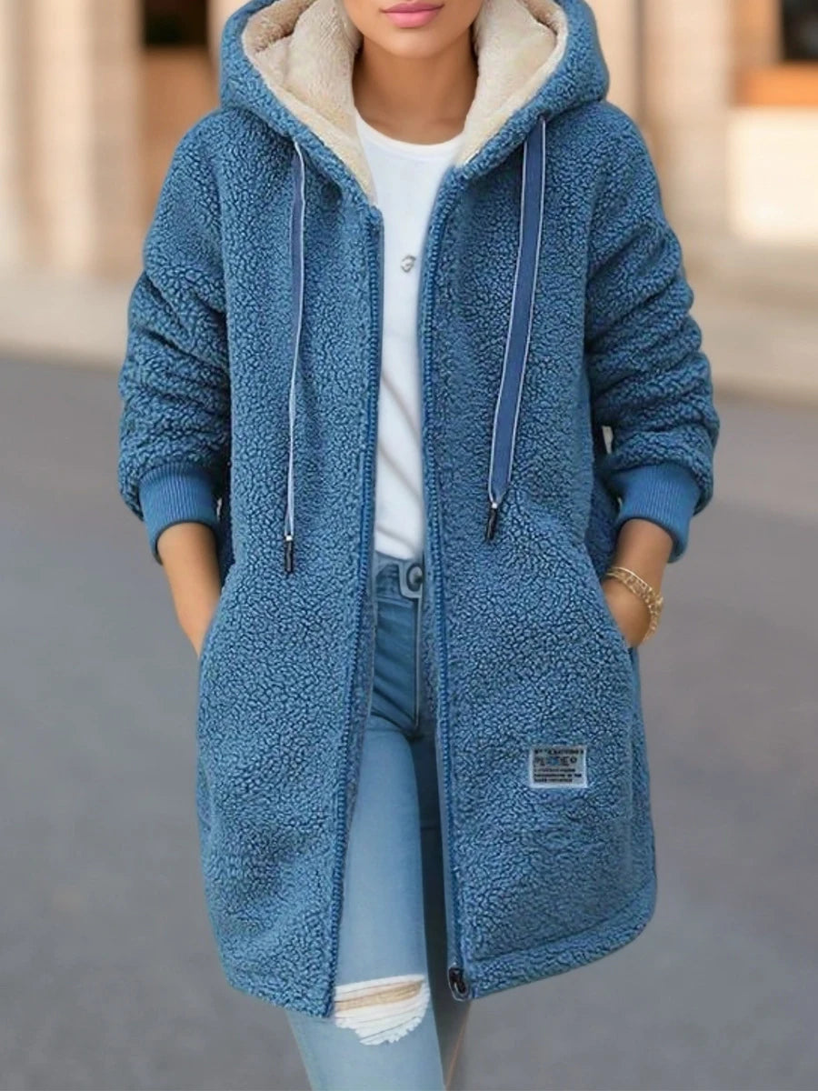 Casaco Blusão Feminino de Lã Acolchoado com Capuz - (Promoção de Inverno 2025)