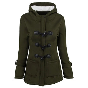 Casaco Feminino Básico com Capuz e Zíper - Sobretudo Casual para Outono/Inverno - (Promoção de Inverno 2025)
