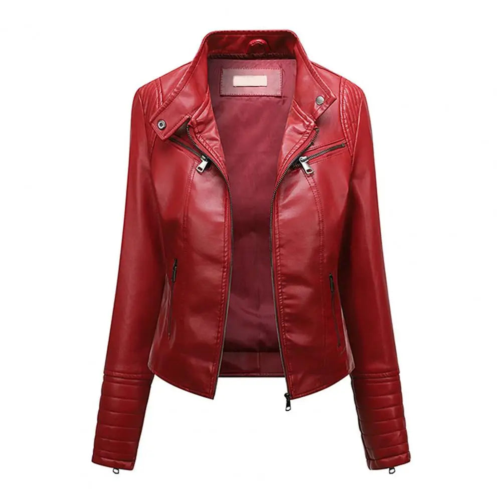 Jaqueta Feminina Slim com Gola Alta Estilo Biker - (Promoção de Inverno 2025)